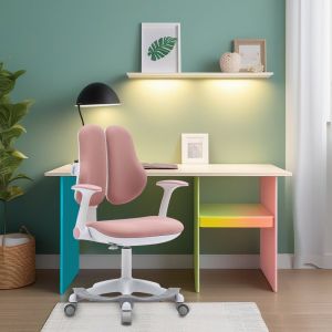 Детски стол RFG Ergo Cute White, текстил, до 100 kg, розов