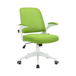 Офис стол RFG Pretty White W, дамаска и меш, Tilt механизъм, до 120 kg, зелен