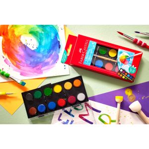 Faber-Castell Акварелни бои, 12 цвята, в голяма кутия
