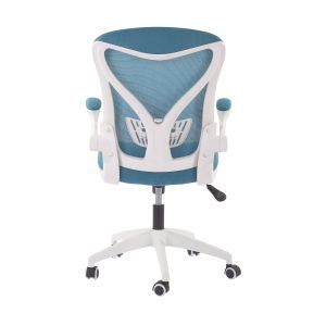 Офис стол RFG Jolly White W, дамаска и меш, Tilt механизъм, до 120 kg, синьо-зелен