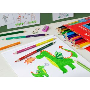 Faber-Castell Цветни моливи Замък, 24 + 6 цвята, с включена острилка