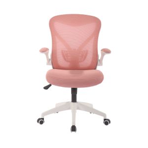 Офис стол RFG Jolly White W, дамаска и меш, Tilt механизъм, до 120 kg, розов