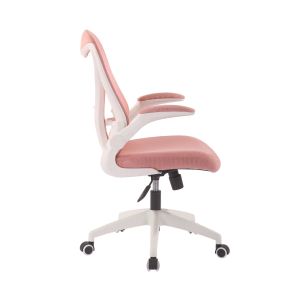 Офис стол RFG Jolly White W, дамаска и меш, Tilt механизъм, до 120 kg, розов