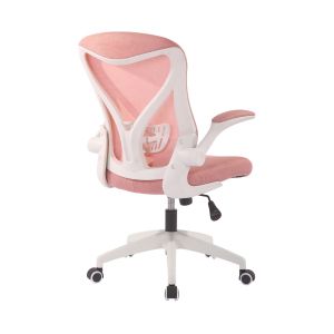 Офис стол RFG Jolly White W, дамаска и меш, Tilt механизъм, до 120 kg, розов