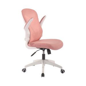 Офис стол RFG Jolly White W, дамаска и меш, Tilt механизъм, до 120 kg, розов