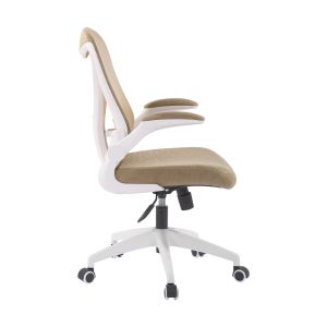 Офис стол RFG Jolly White W, дамаска и меш, Tilt механизъм, до 120 kg, бежов