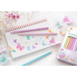 Faber-Castell Моливи Sparkle, 12 пастелни цвята, в метална кутия