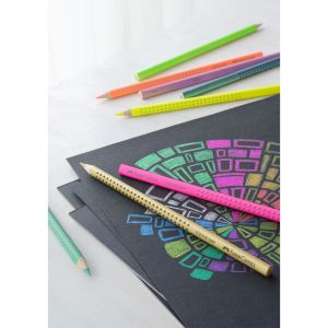 Faber-Castell Акварелни моливи Grip, 12 пастелни, неонови и металикови цвята