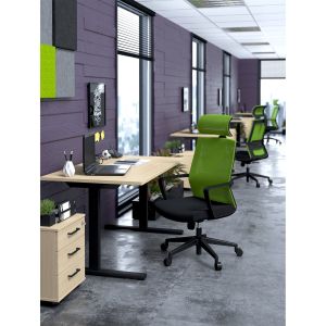 Директорски стол RFG Smart HB, дамаска и меш, Tilt механизъм, до 120 kg, черна седалка, зелена облегалка
