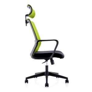Директорски стол RFG Smart HB, дамаска и меш, Tilt механизъм, до 120 kg, черна седалка, зелена облегалка