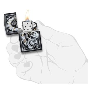 Zippo Запалка 29854 - Skull Clock Design