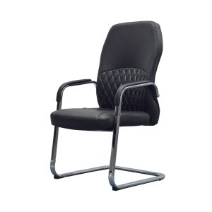 Посетителски стол RFG CRONO M, екокожа, до 150 kg, черен, 2 броя в комплект