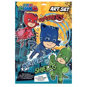 Книжка за оцветяване, 24 страници, 6 маркера и стикери, pj masks