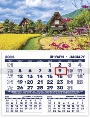 Стенен работен календар РКМ Практик с цветна глава,асорти