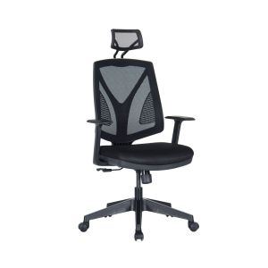 Директорски стол RFG Joy 004 HB, дамаска и меш, до 120 kg, черен