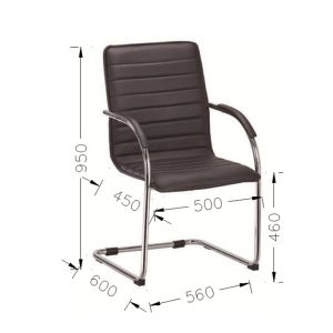 Посетителски стол RFG Sky M, екокожа, метална основа, до 120 kg, черен
