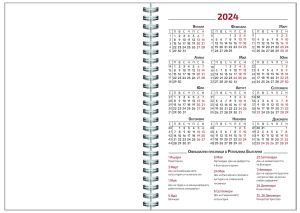 Бележник със спирала Шагрен, А5, бордо