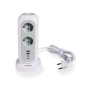 Разклонител Verbatim EUPT-01, Power Tower, вертикален,11 гнезда,USB