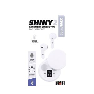 Слушалки TNB Shiny 2, безжични, с Bluetooth, USB Type-C, 95 dB, бели
