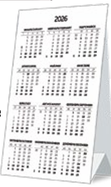 Работен календар-пирамида, 12л, лепена,2026, зелен