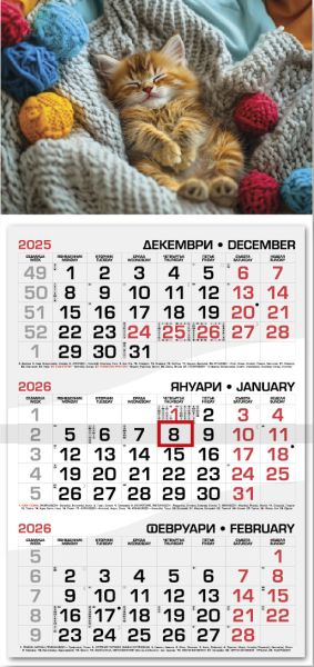 Стенен работен календар РК 101 с цветна глава, асорти