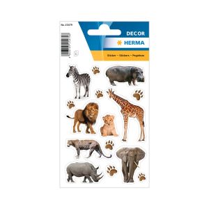 Herma Самозалепващи се етикети Африкански животни, 3 листа