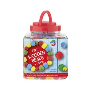 Moxy Мъниста, дървени, 375 g, в кофа, червена