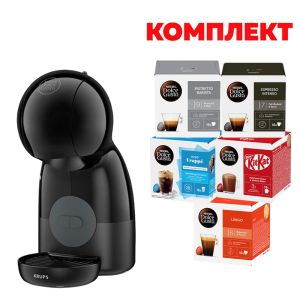 Кафе машина Krups Dolce Gusto Piccolo KP1A3B10, 1600 W, 15 бара, черна, в комплект с Nescafe Dolce Gusto Кафе капсули, 80 броя