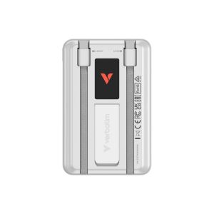 Външна батерия Verbatim Charge'n'Go, с дисплей, 10000 mAh, сребриста