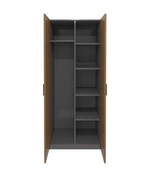 Гардероб RFG Parma, с рафтове, 800 х 550 х 2000 mm, ПДЧ 18 mm, орех и перлен графит