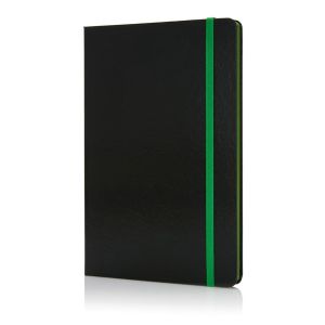 XD Тефтер Deluxe, А5, 80 листа, офсетова хартия, със зелен ластик, черен