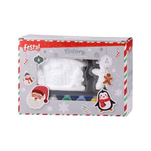 Фигурки за оцветяване Festa, коледни, 2 броя, с включени четка и бои