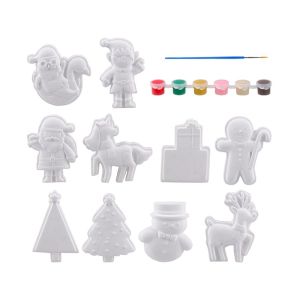 Фигурки за оцветяване Festa, коледни, 10 броя, с включени четка и бои
