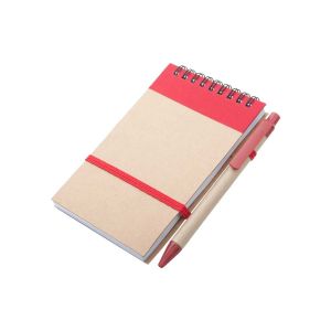 Office 1 Комплект Atina, тефтер със спирала и химикалка, А6, червени