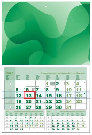 Стенен работен календар Компакт 1секция 2026,зелен