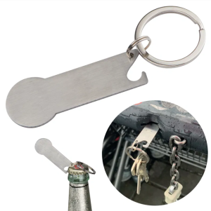 Ключодържател с отварачка и вграден жетон, сив