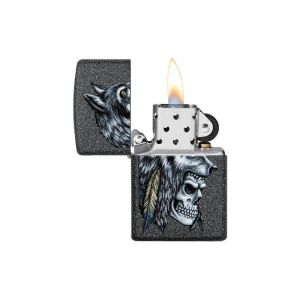 Zippo Запалка 29863 - Wolf Skull Feather Design
