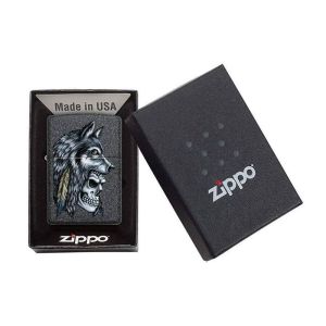 Zippo Запалка 29863 - Wolf Skull Feather Design