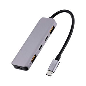 USB Хъб TNB, 5 в 1, USB Type-C, сив