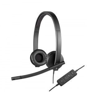 Слушалки Logitech H570E, с кабел, черни, USB, 94 dB, 1.9 m кабел