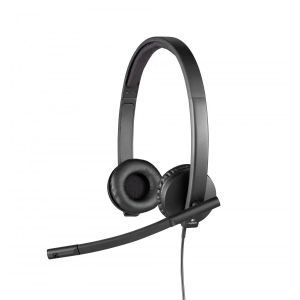 Слушалки Logitech H570E, с кабел, черни, USB, 94 dB, 1.9 m кабел
