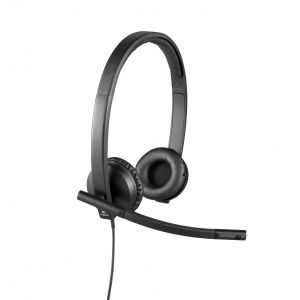 Слушалки Logitech H570E, с кабел, черни, USB, 94 dB, 1.9 m кабел