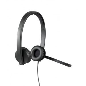 Слушалки Logitech H570E, с кабел, черни, USB, 94 dB, 1.9 m кабел