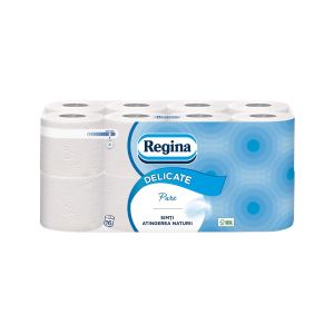 Тоалетна хартия Regina Pure, целулоза, трипластова, 135 къса, 16 броя