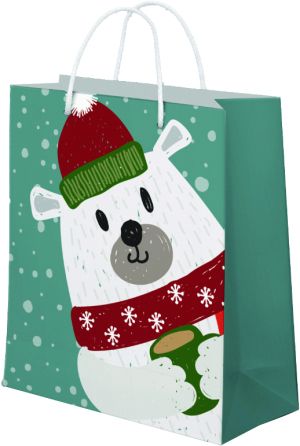 Подаръчна торбичка XMAS Eco white Jumbo, 31x42x11 cm
