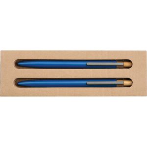 Комплект химикалка и автоматичен молив от рециклиран алуминий, СИН