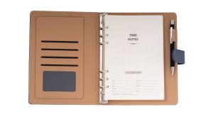 Office 1 Органайзер, A5, с рингове, кожен, в кутия, син