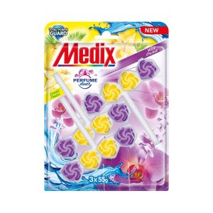 Ароматизатор за тоалетна Medix Perfume Duet Fruits & Orchid, 55 g, 3 броя