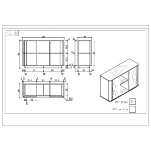 Шкаф RFG Lisabon, 1200 х 400 х 800 mm, ПДЧ, дъб и сиво