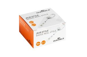 Durable Ретрактор Style, ролетен държач за бадж, с клипс, бял, 10 броя